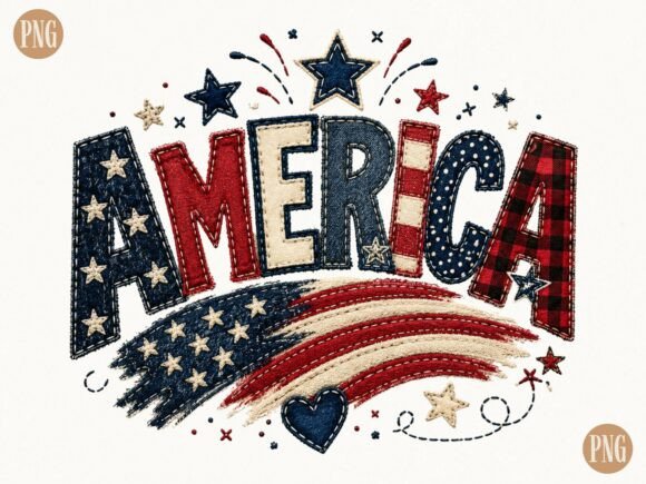 America Retro Flag Patchwork Patriotic P: A Design Asset for Timeless Projects