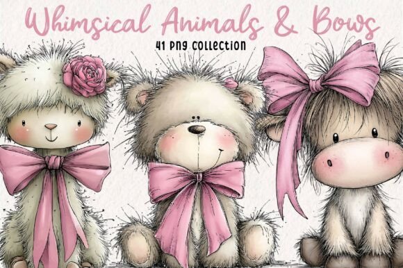 Animals & Bows Whimsical Clipart: Adding Character to Your Projects