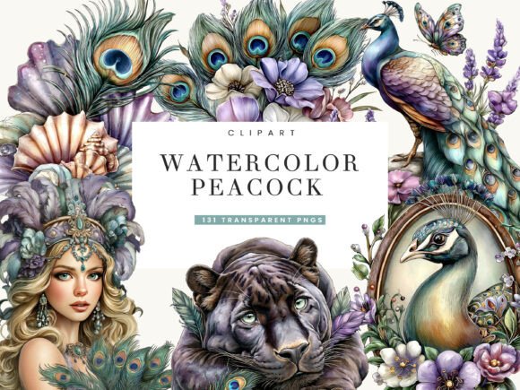 Bring Artistic Flair to Projects with Watercolor Peacock Clipart