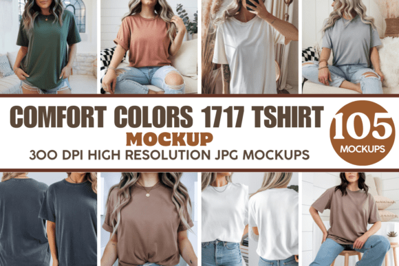 Comfort Colors 1717 T-Shirt Mockup Bundle: Your Design Presentation Toolkit