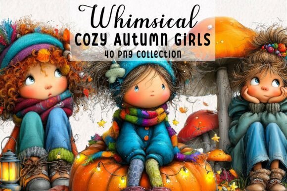 Cozy Autumn Whimsical Girls Clipart: A Creative Toolkit