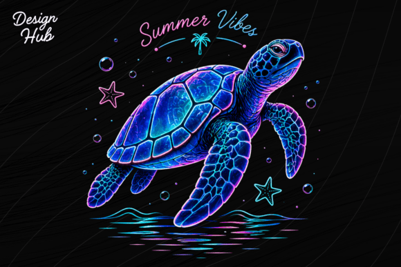 Dive Into Summer With This Neon Sea Turtle PNG