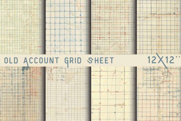Old Account Grid Sheet: Vintage Ledger Backgrounds for Design