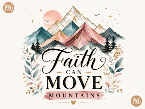 Using Faith Can Move Mountains PNG in Modern Design