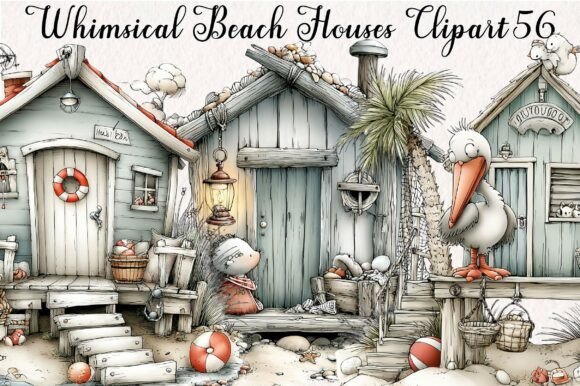 Whimsical Beach Houses Clipart: Your Creative Toolkit