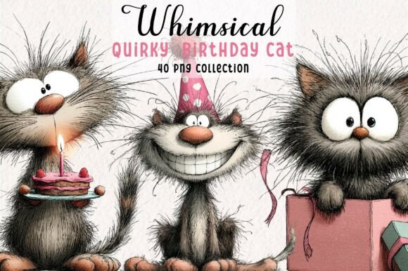 Whimsical Birthday Quirky Animal Clipart: A Playful Design Asset
