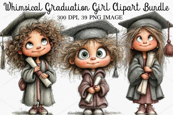 Whimsical Graduation Girl Clipart Bundle: A Designer's Delight