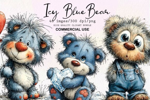 Whimsical Icy Blue Teddy Bear PNG: Cool, Cute, and Ready to Create