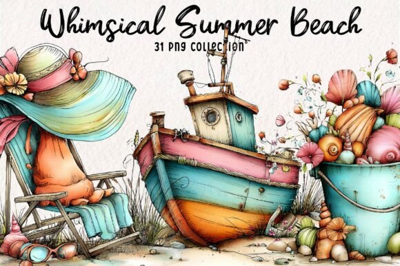 Whimsical Summer Beach Clipart PNG: Your Go-To Design Asset