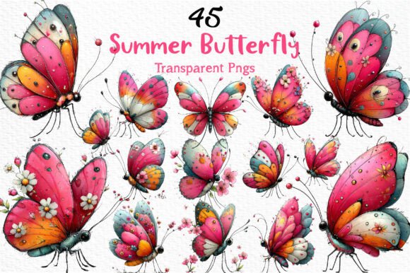 Whimsical Summer Butterfly Clipart PNG: A Designer's Sunshine
