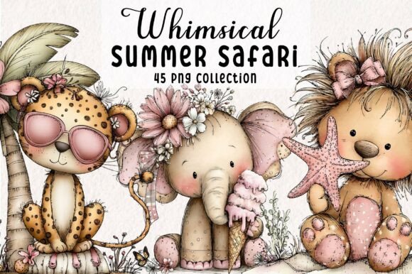 Whimsical Summer Safari Animals Clipart: Your Go-To Design Asset
